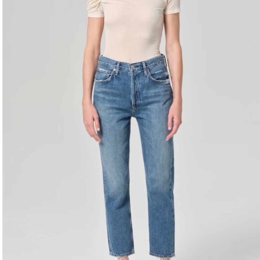Agolde Riley High Rise Straight Leg Classic Indigo Jeans
